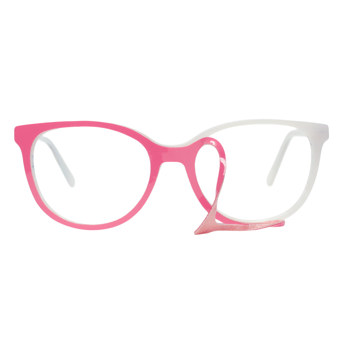 Starr Queen Readers – Ivory Horn with Hot Pink &amp; Olive Eyewear Appliqués