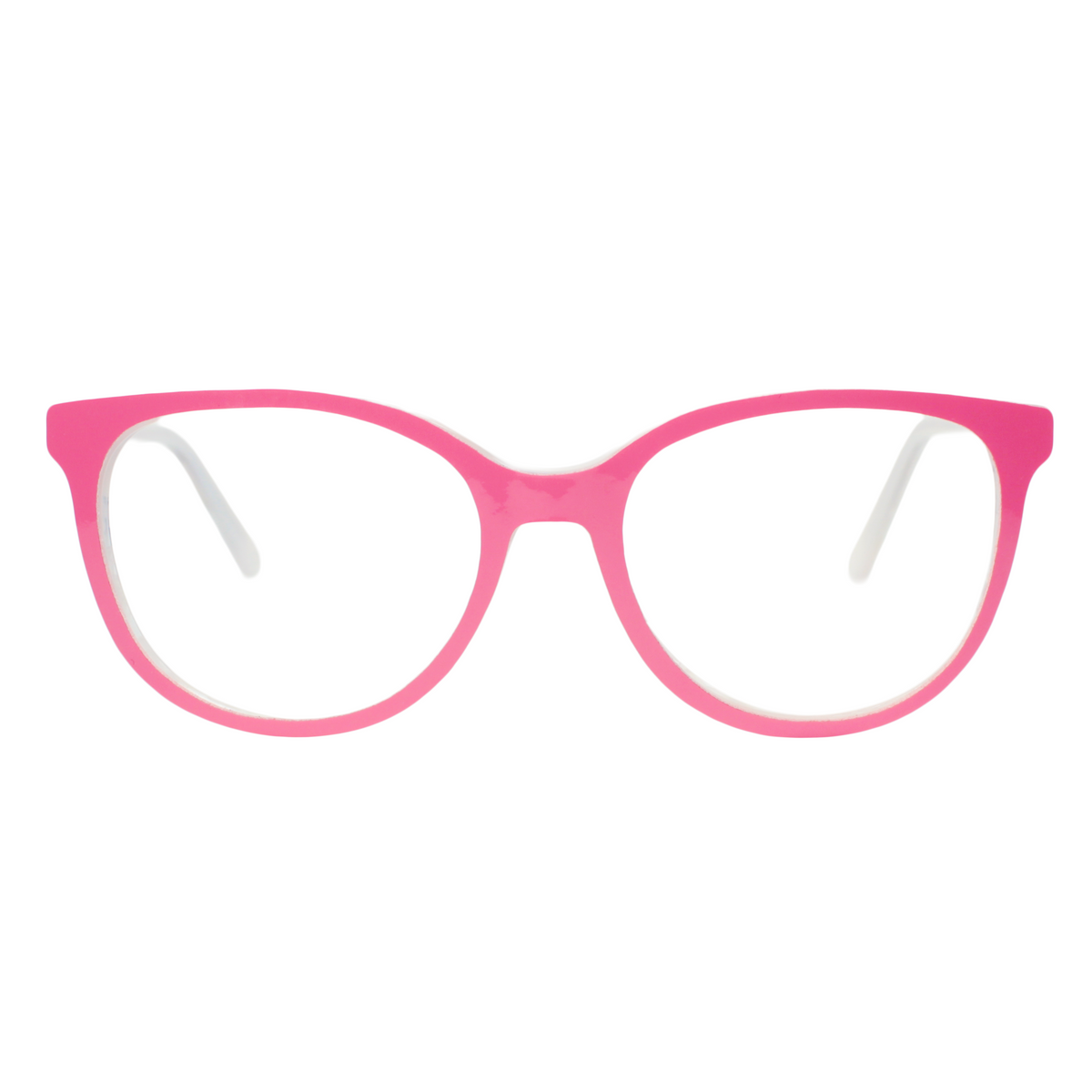 Starr Queen Readers – Ivory Horn with Hot Pink &amp; Olive Eyewear Appliqués