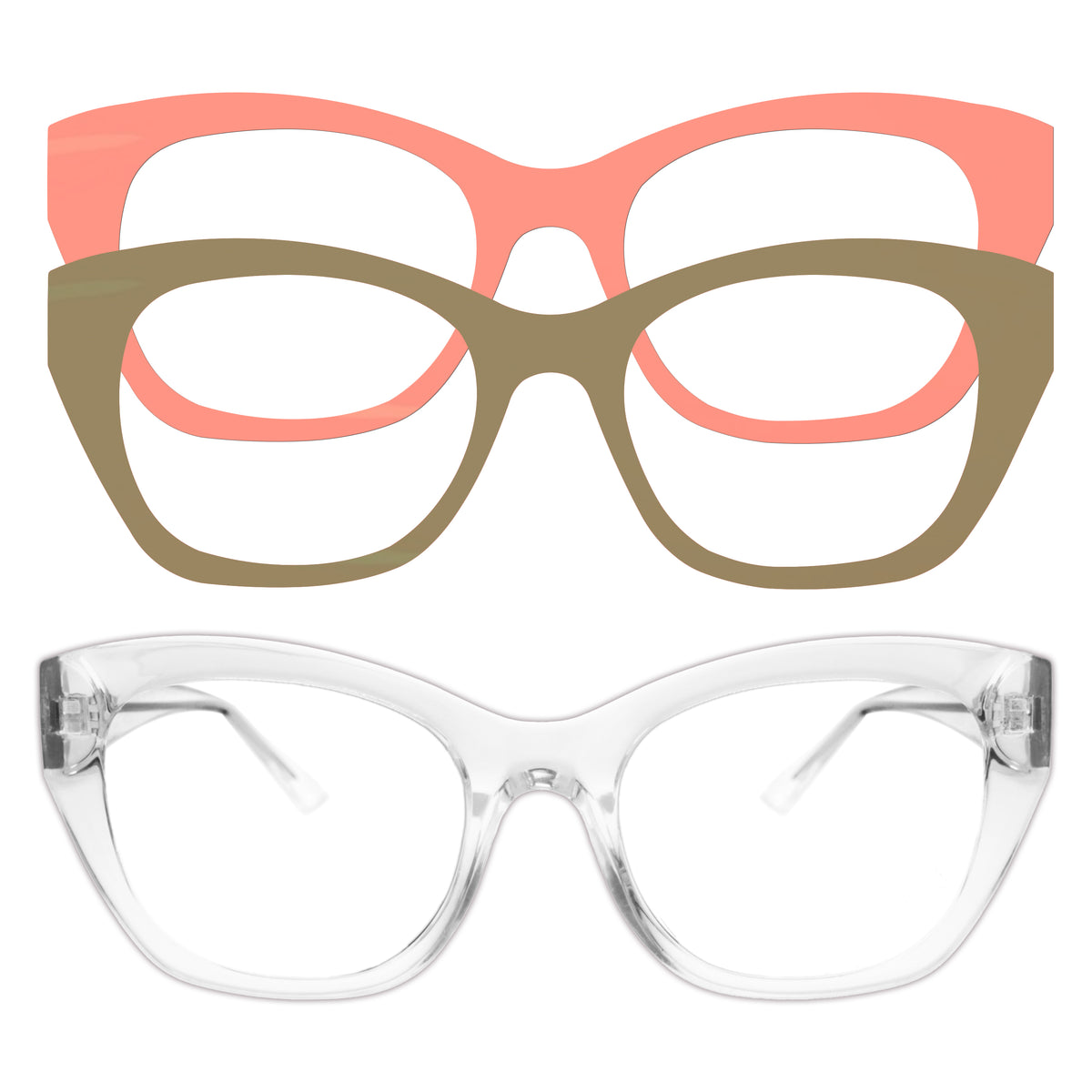Weslyn Crystal Readers + Gloss Peach &amp; Gloss Olive Appliqués