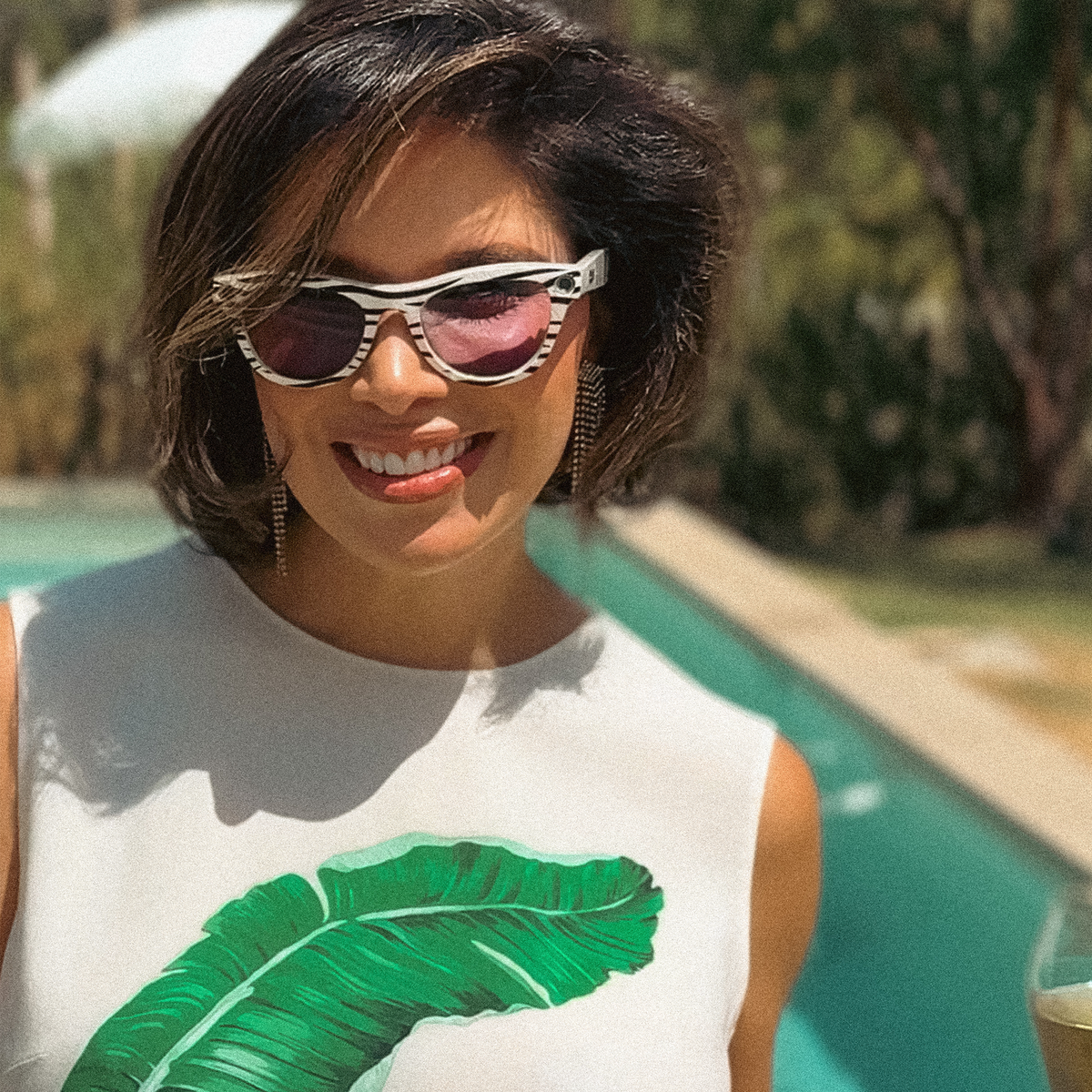 White Zebra AI glasses wrap on Ray-Ban Meta smart glasses, from the Wild Things Set by PaprDoll
