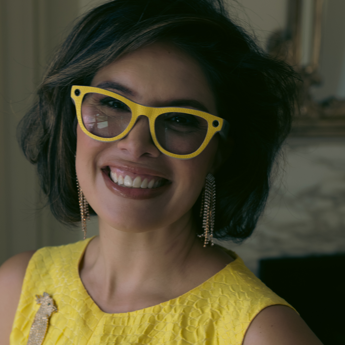 Sunny Python yellow python-print AI glasses wrap on Ray-Ban Meta smart glasses by PaprDoll